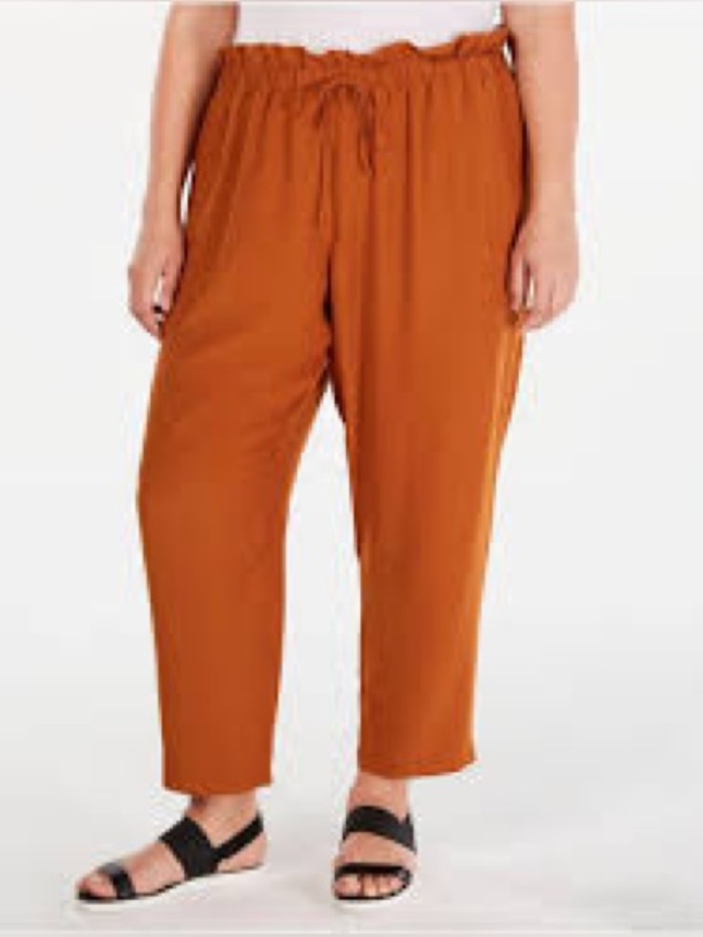 Eileen Fisher Tencel Viscose Crepe Straight Leg Pant Plus S/P Musk Orange